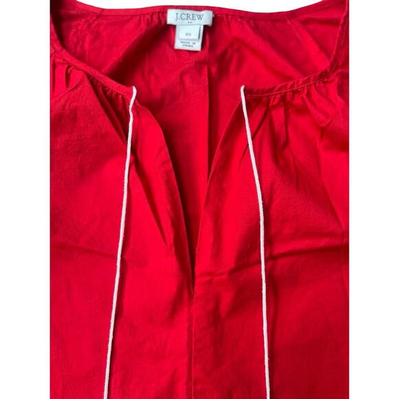 J.CREW Red Peasant Top Floral Appliqué Tassel Tie Boho Blouse - XS - Picture 8 of 15